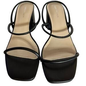 Marc Fisher Womens 9M Galvin Block Heels Sandals Black Strappy Cruise Wear